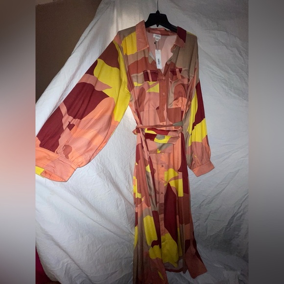The Drop Women's Abstract Print Maxi Dress with Belt by Takkunda NWT Fall runway - Picture 2 of 5